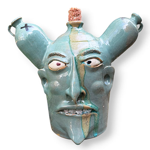 Wayne Hewell 12" Jug Head Face Jug DP6086